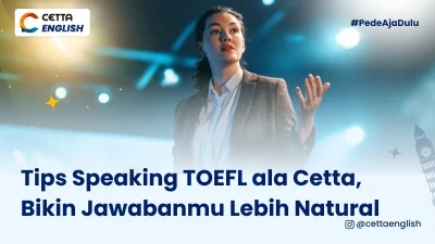 ilustrasi seorang pria yang melakukan tes speaking TOEFL